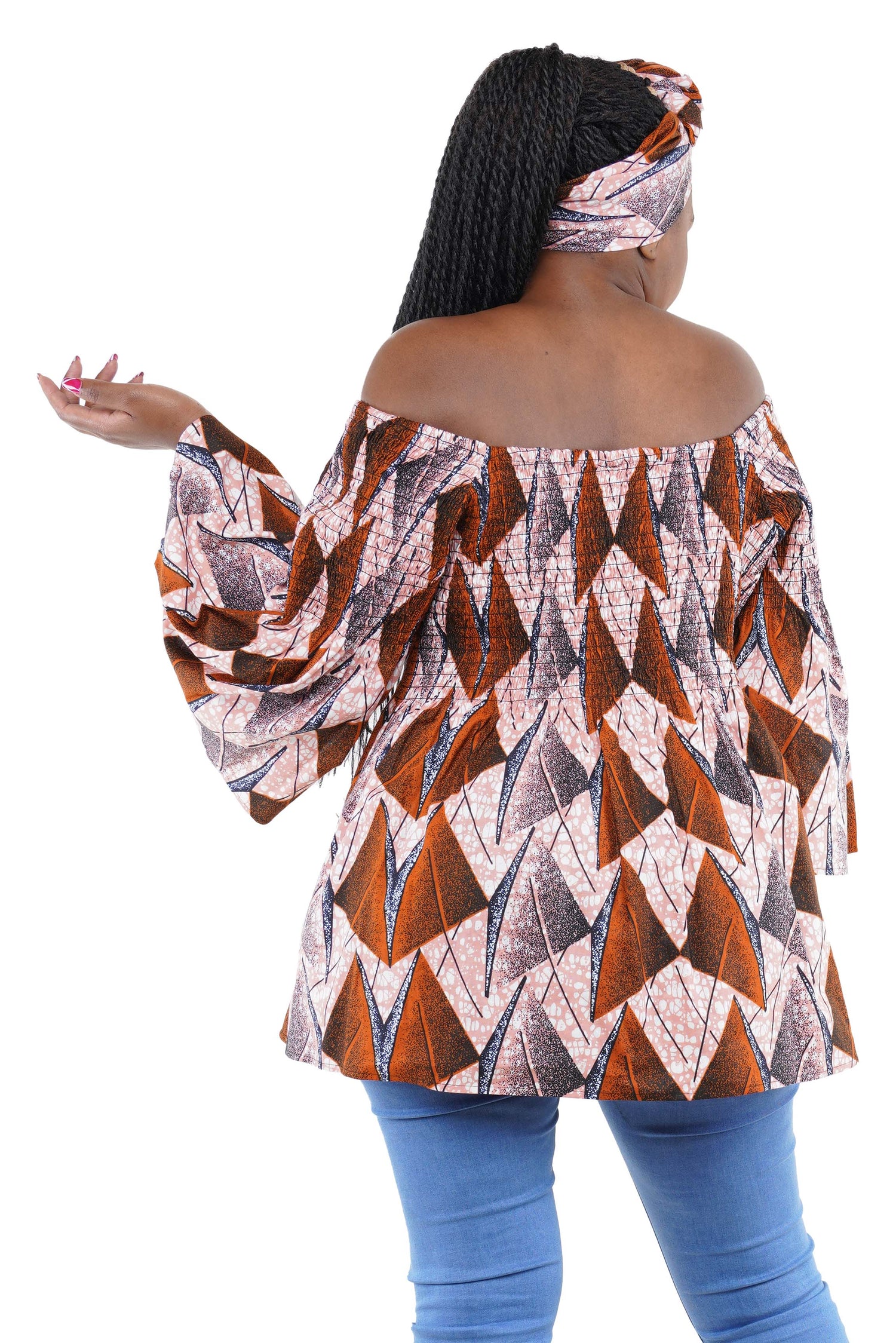 African Smoked Peplum Blouse