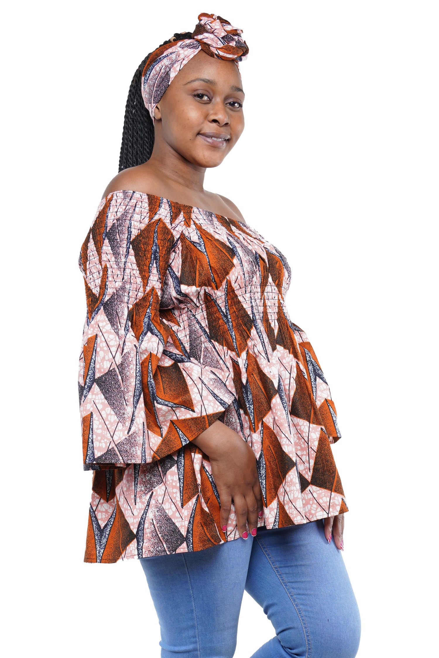 African Smoked Peplum Blouse