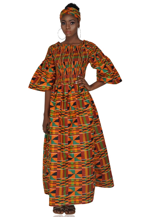 Traditional Kente Long Maxi Dress