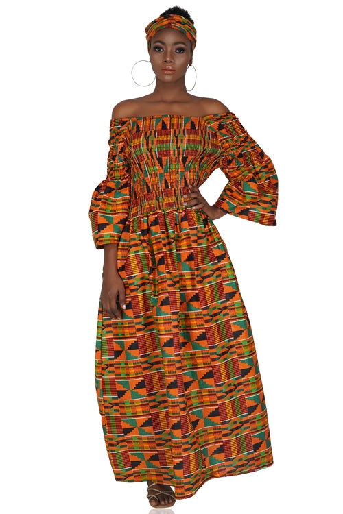 Traditional Kente Long Maxi Dress