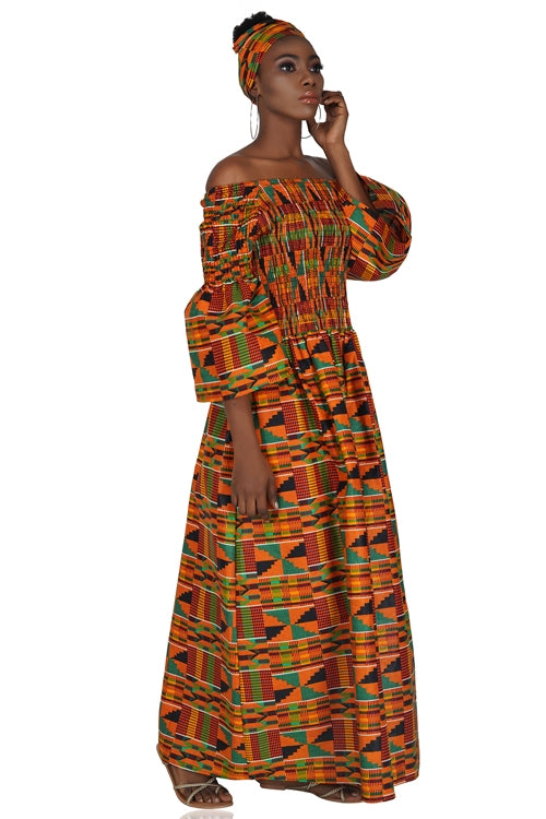 Traditional Kente Long Maxi Dress