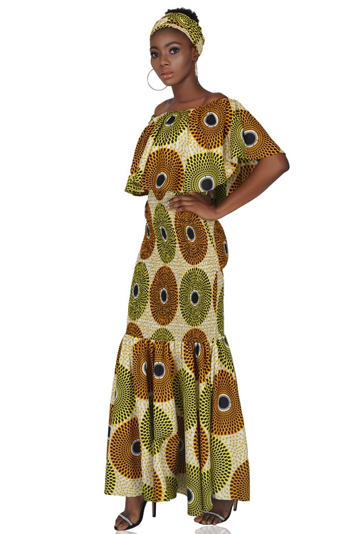 Ankara Circle Print Long Smoked Mermaid/Fish Tail Dress