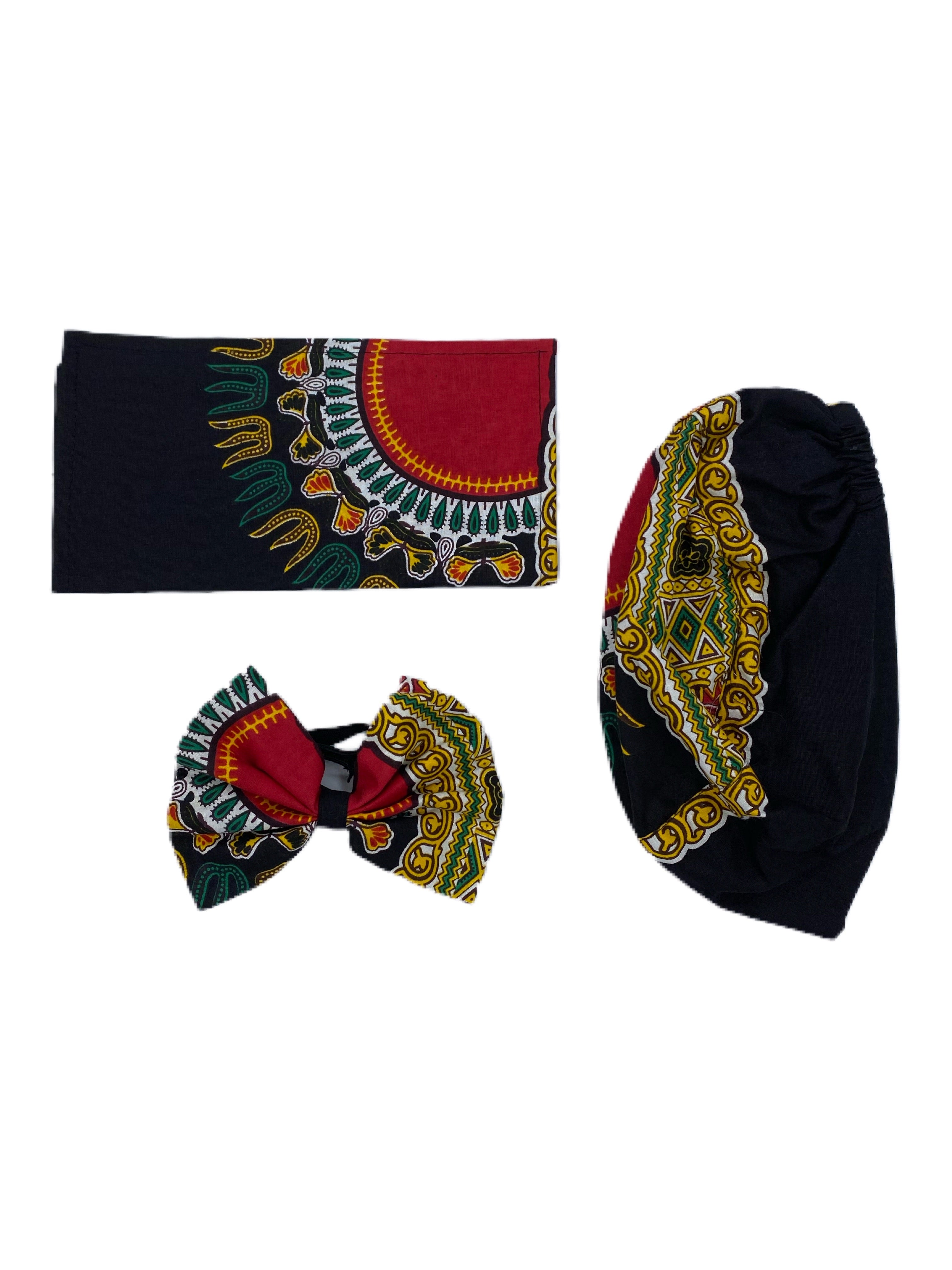 Dashiki Hat and Bow Tie Set