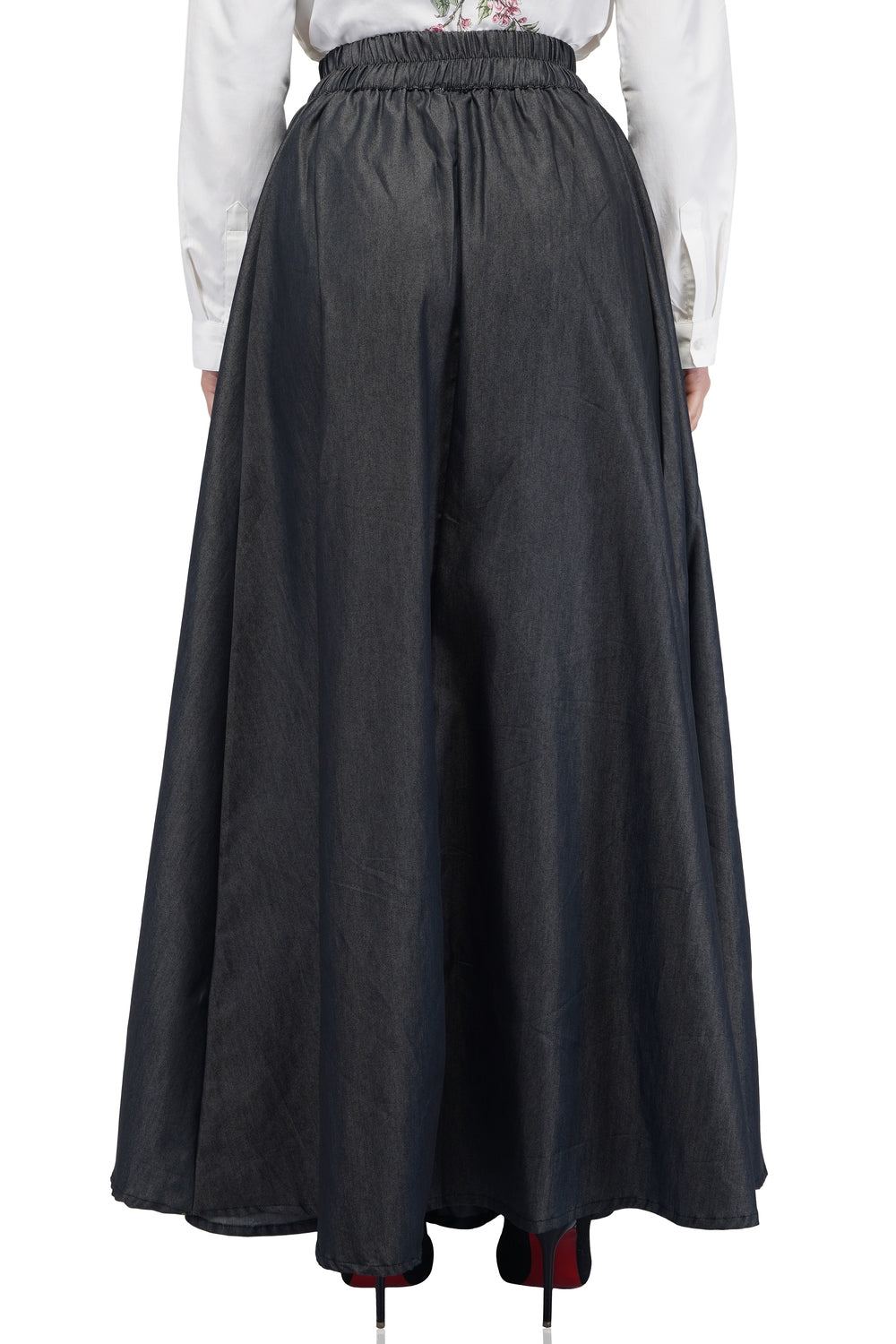 Smoke Grey Denim Long maxi Skirt