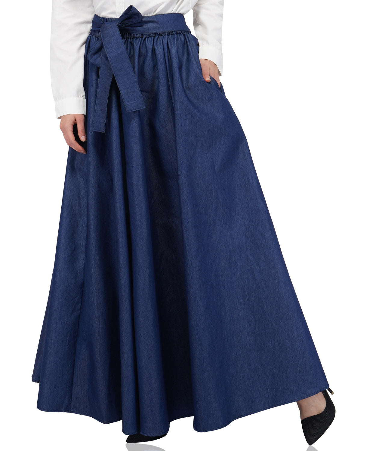 Indigo Denim Long maxi Skirt