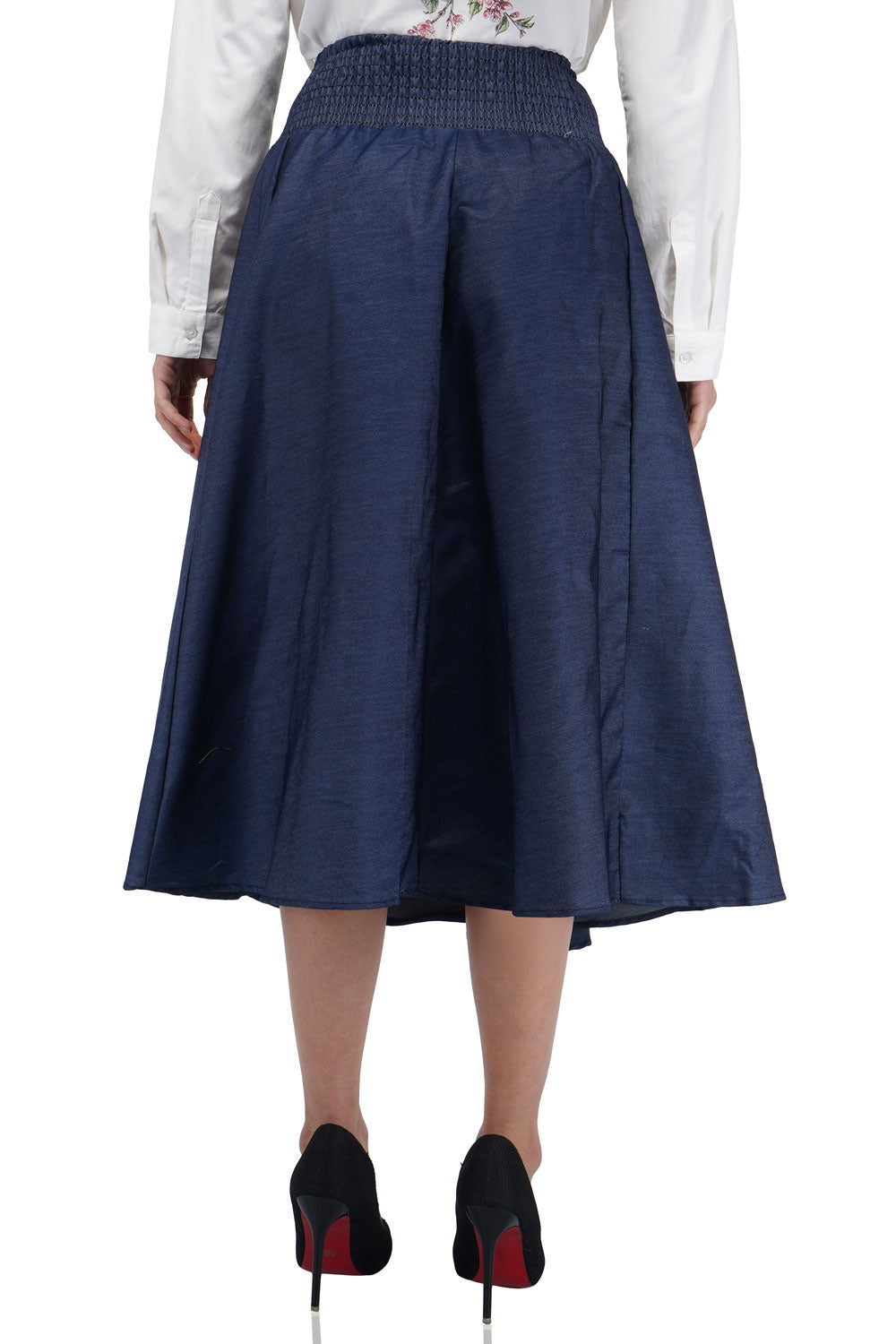 Indigo Denim Midi Skirt